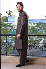 Real Image Mens Kurta Shalwar Winter Collection'2025-D-513 Dark Maroon