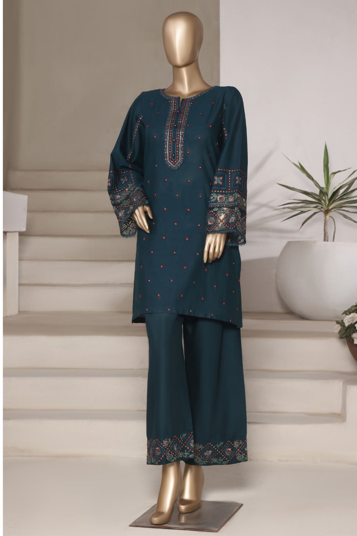 Vybe By Sada Bahar Stitched 2 Piece Emb Cotton Collection'2025-MEL-04-C GREEN