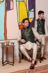 Real Image Kids Waist Coat Collection'2025-OKW-048 Smart Fit Dark Green