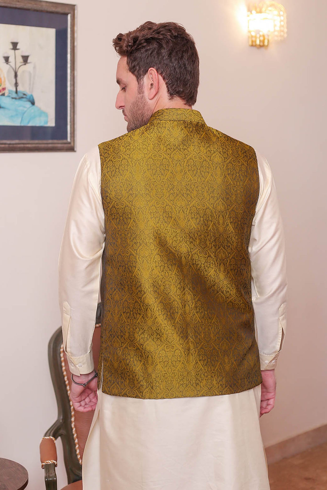 Real Image Mens Waist Coat Collection'2025-WP - 158 Olive