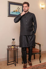 Real Image Mens Waist Coat Collection'2025-OW - 037 Black