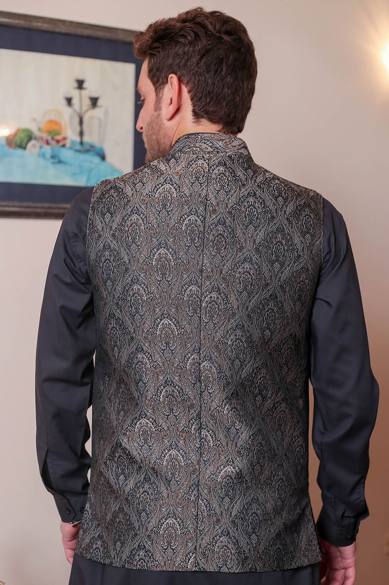Real Image Mens Waist Coat Collection'2025-WP - 159 Dark Grey