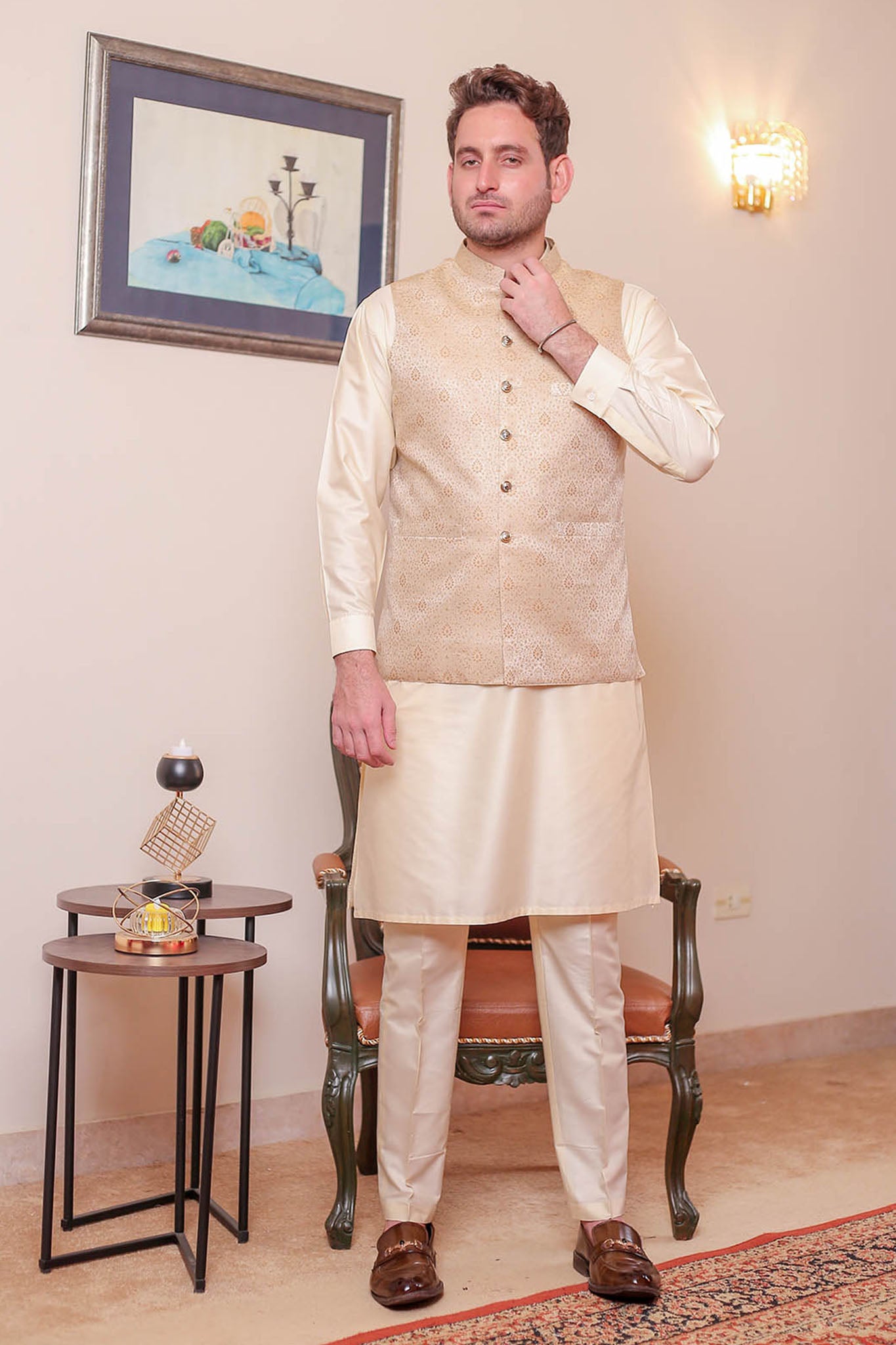 Real Image Mens Waist Coat Collection'2025-WP - 161 Gold