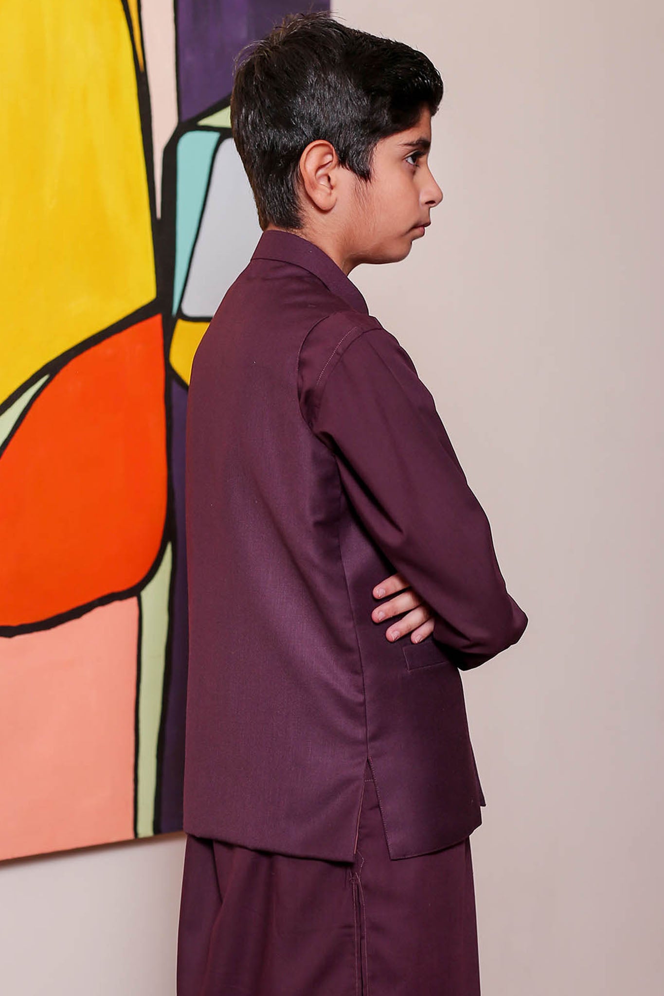 Real Image Kids Waist Coat Collection'2025-OKW-038A Smart Fit Burgundy