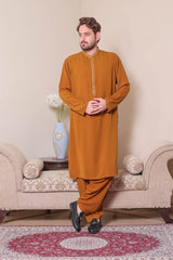 Real Image Mens Kurta Shalwar Winter Collection'2025-D-479 Mustard
