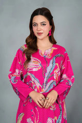 Midway Arts Stitched 2 Piece Digital Printed Poly Lawn Suit-IGM0119-Shocking Pink