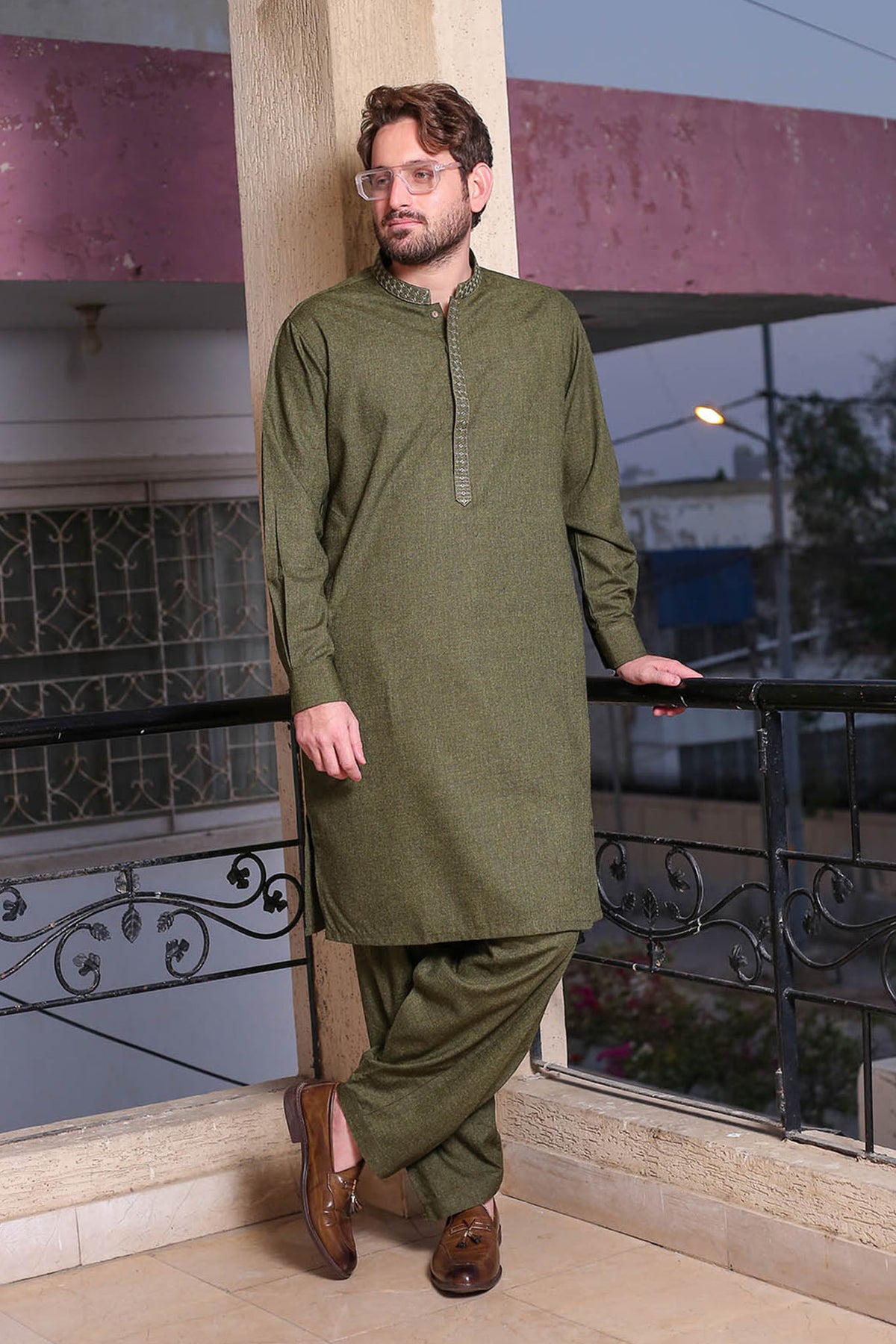 Real Image Mens Kurta Shalwar Winter Collection'2025-D-508 Green