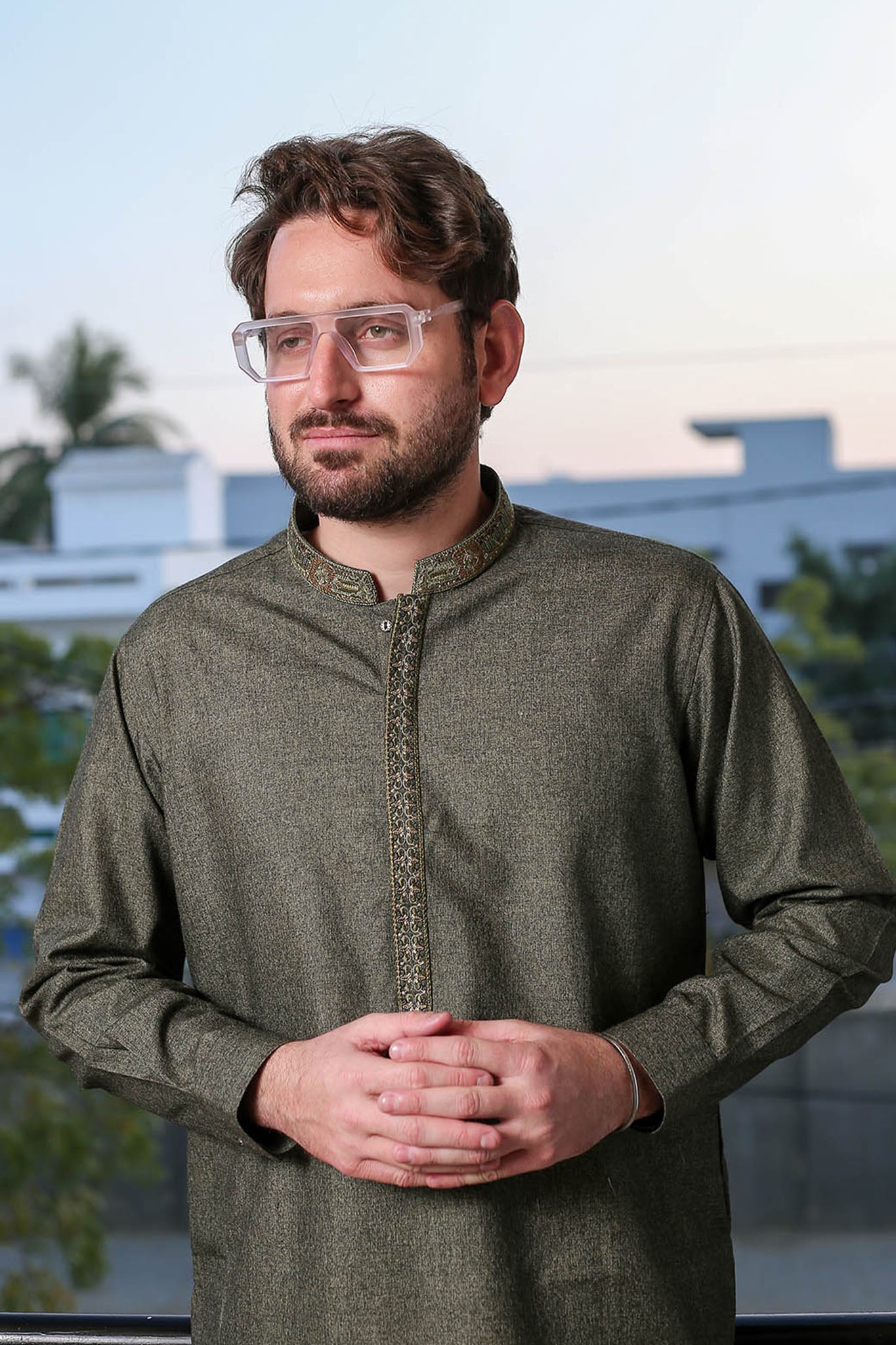 Real Image Mens Kurta Shalwar Winter Collection'2025-D-512 Dark Green