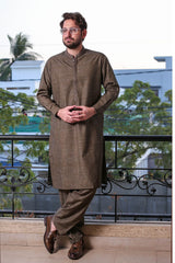 Real Image Mens Kurta Shalwar Winter Collection'2025-D-513 Brown