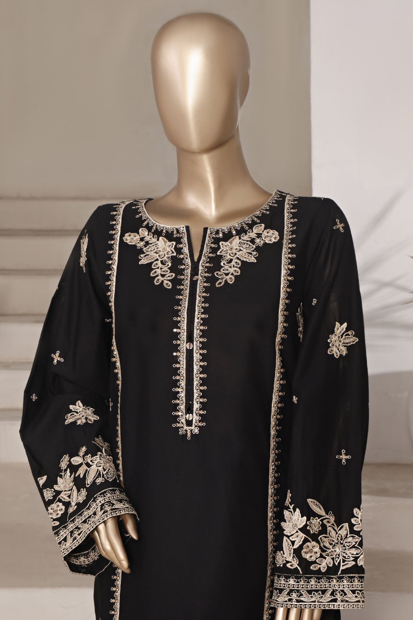 Vybe By Sada Bahar Stitched 2 Piece Emb Cotton Collection'2025-MEL-MK52-BLACK