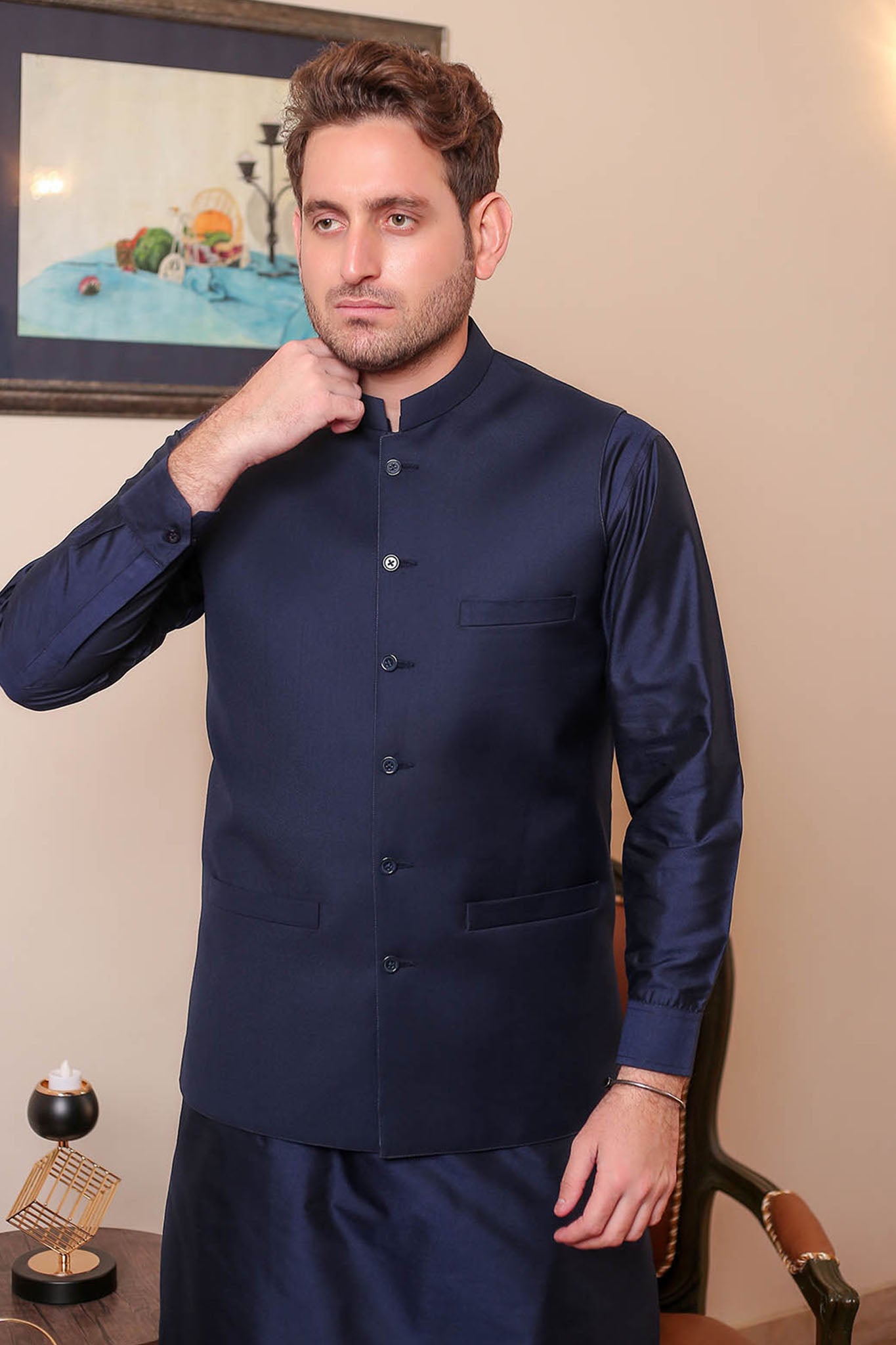 Real Image Mens Waist Coat Collection'2025-OW - 031 Blue