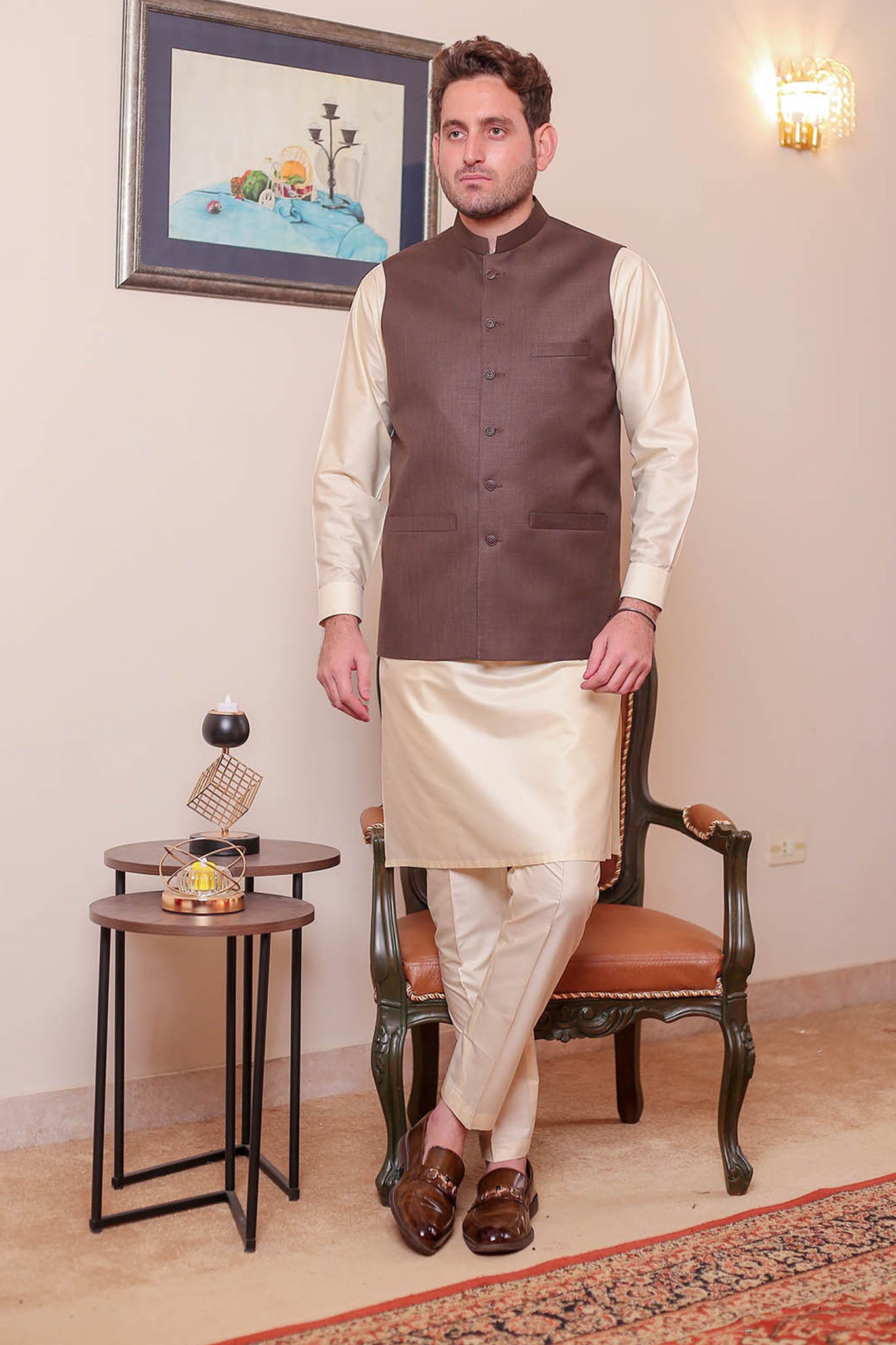 Real Image Mens Waist Coat Collection'2025-OW - 035 Brown