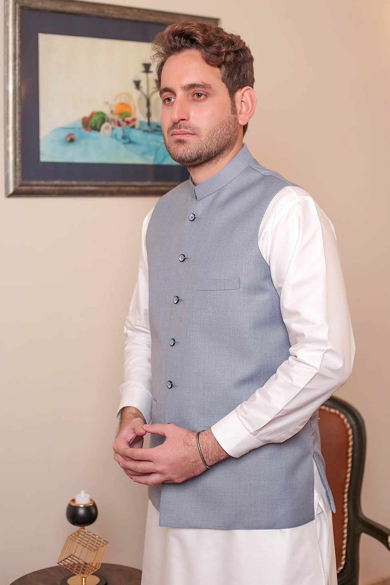 Real Image Mens Waist Coat Collection'2025-OW - 039 Ash Grey
