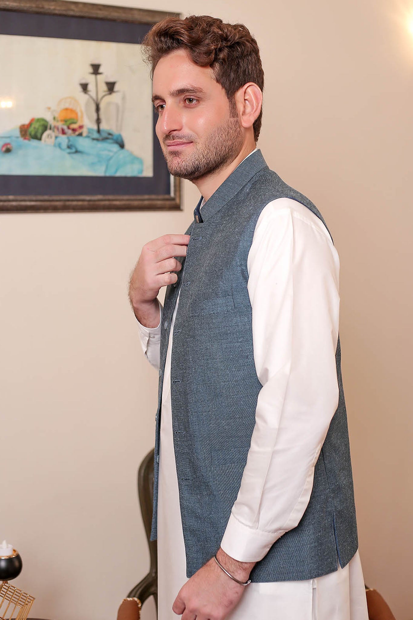 Real Image Mens Waist Coat Collection'2025-WP - 110 Blue