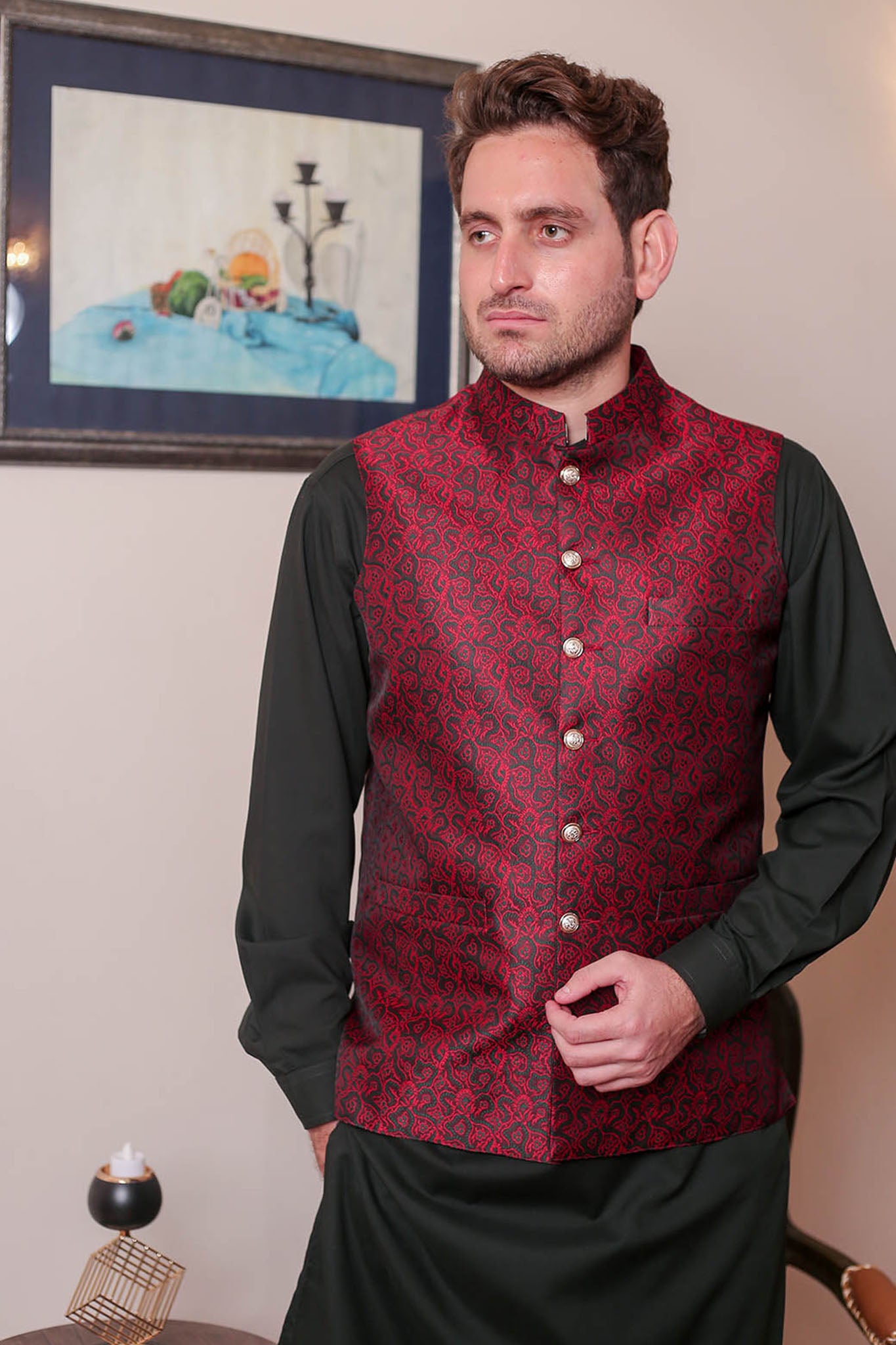 Real Image Mens Waist Coat Collection'2025-OW - 043 Maroon