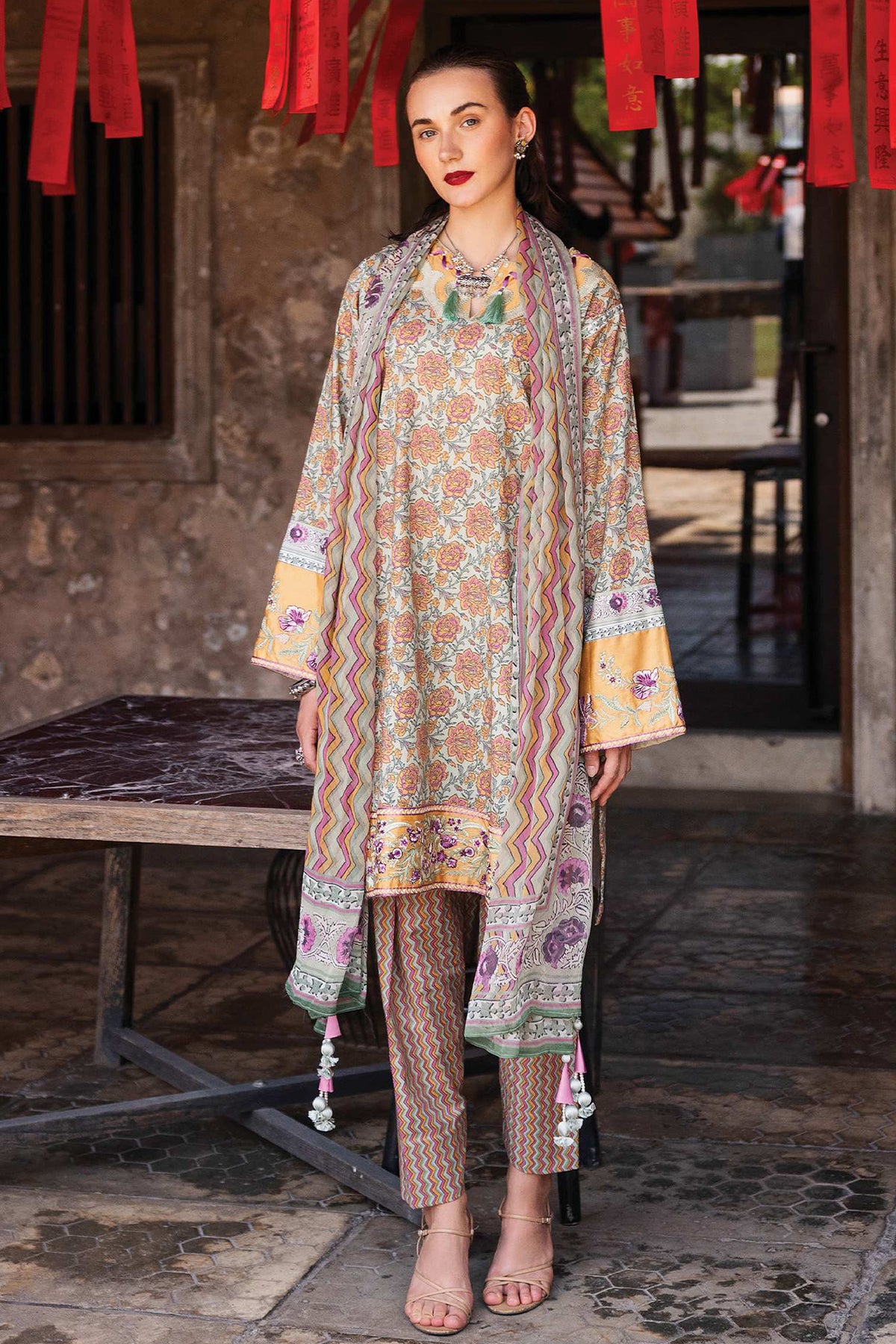 Taneez by Roheenaz Unstitched 3 Piece Block Printed Lawn Collection'2024-RNB-09-B-Laleh