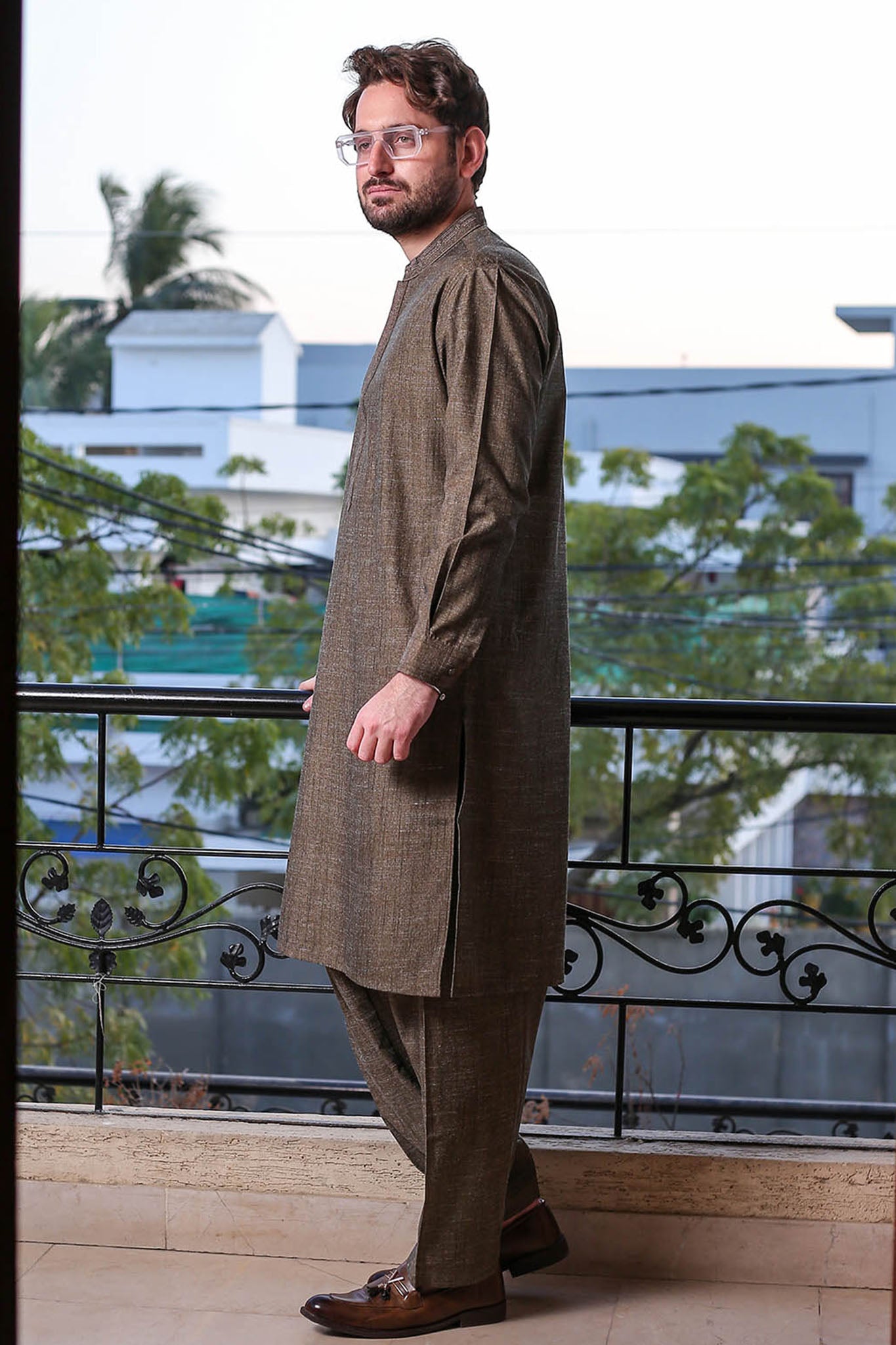 Real Image Mens Kurta Shalwar Winter Collection'2025-D-513 Brown