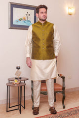 Real Image Mens Waist Coat Collection'2025-WP - 158 Olive