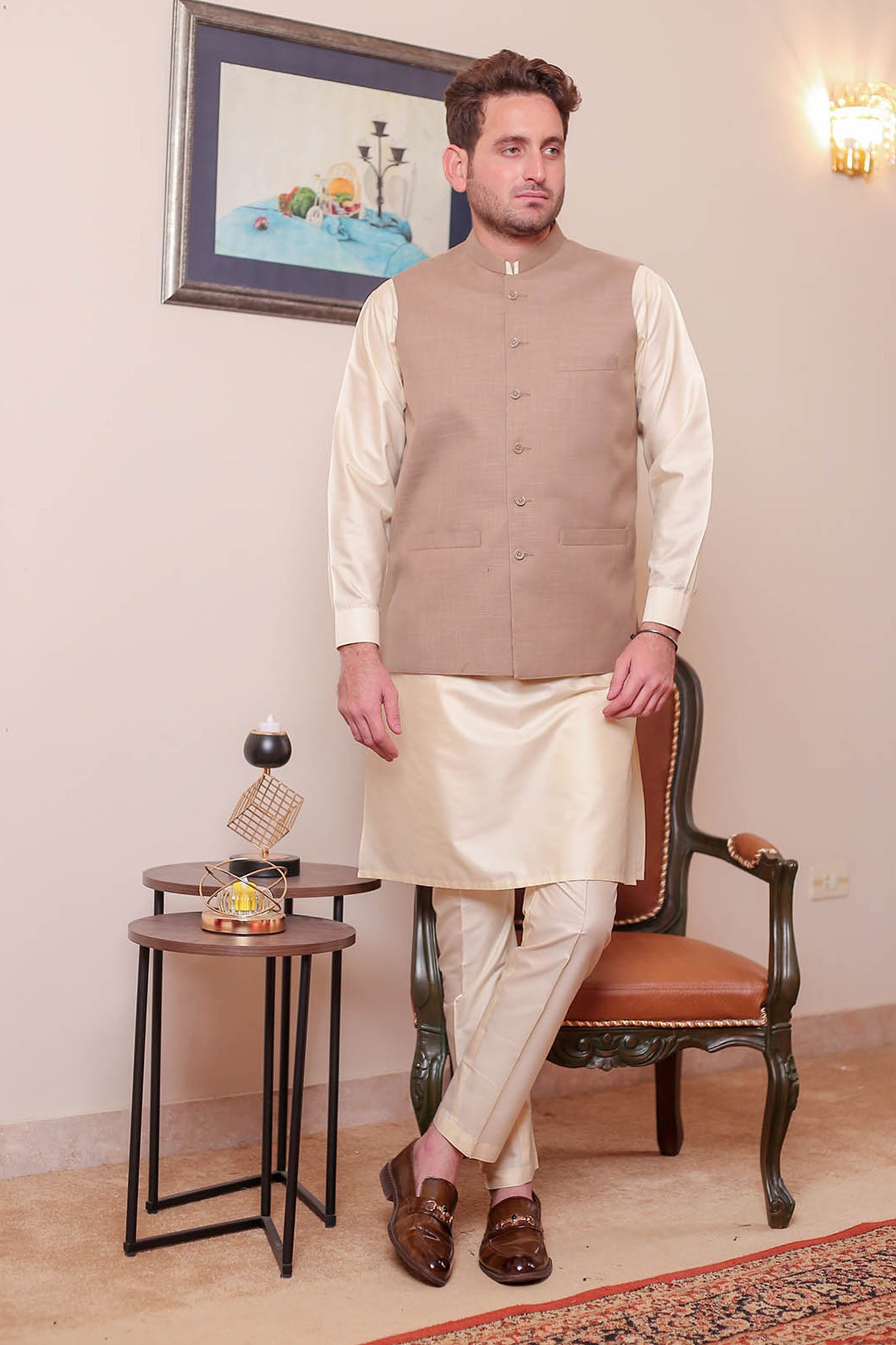 Real Image Mens Waist Coat Collection'2025-OW - 036 Beige