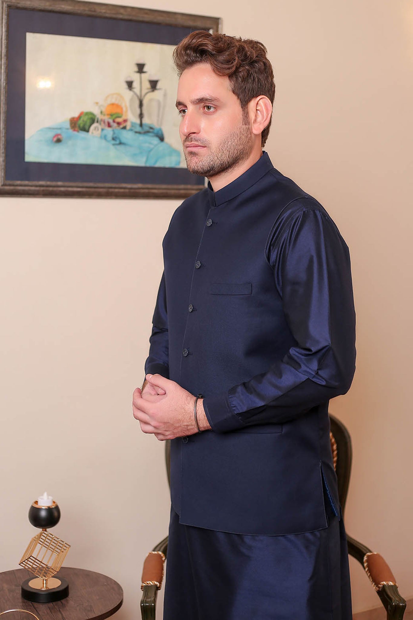 Real Image Mens Waist Coat Collection'2025-OW - 031 Blue