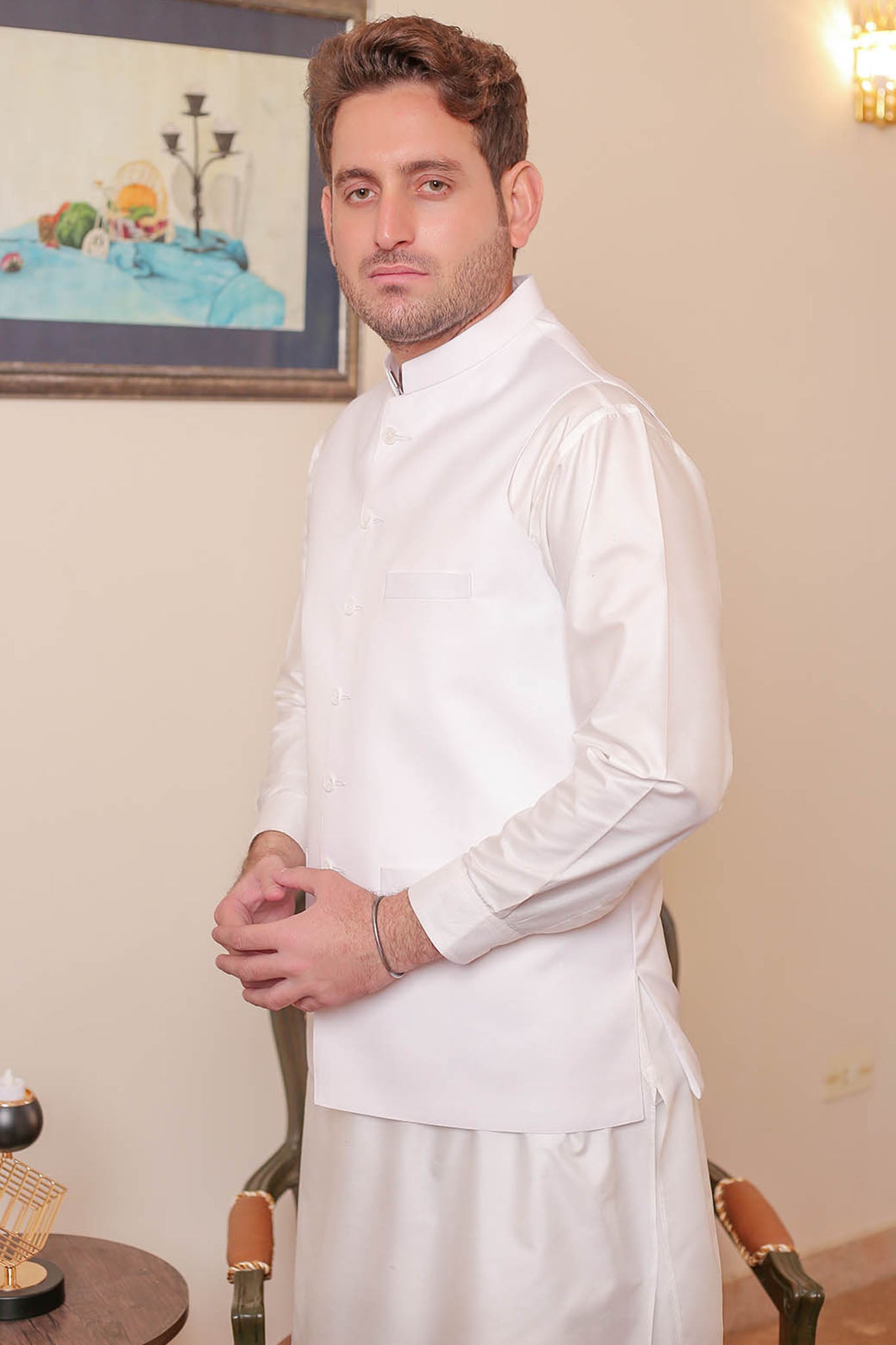 Real Image Mens Waist Coat Collection'2025-OW - 025 Off White