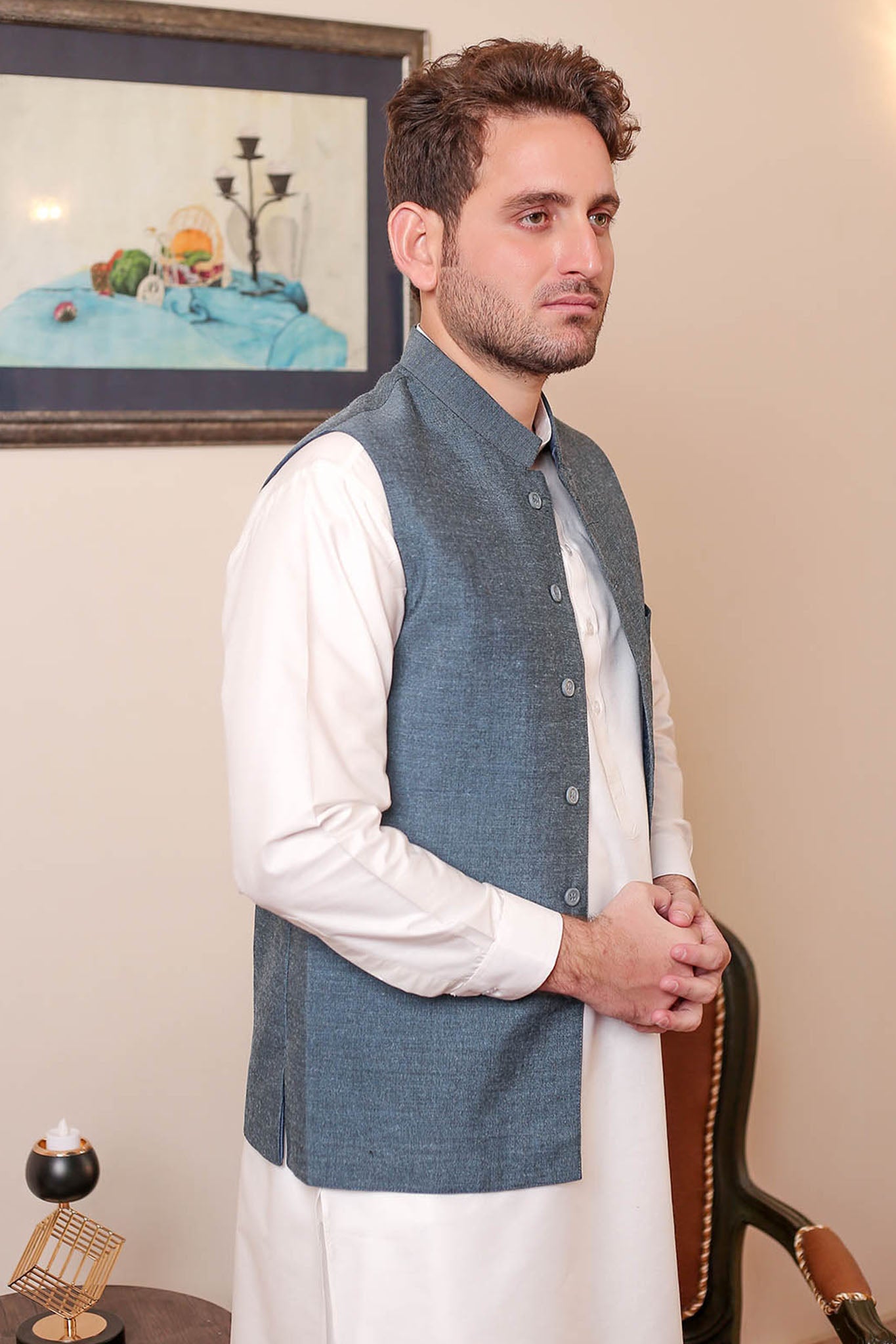 Real Image Mens Waist Coat Collection'2025-WP - 110 Blue