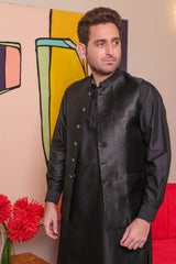 Real Image Mens Waist Coat Collection'2025-WP - 136 Black