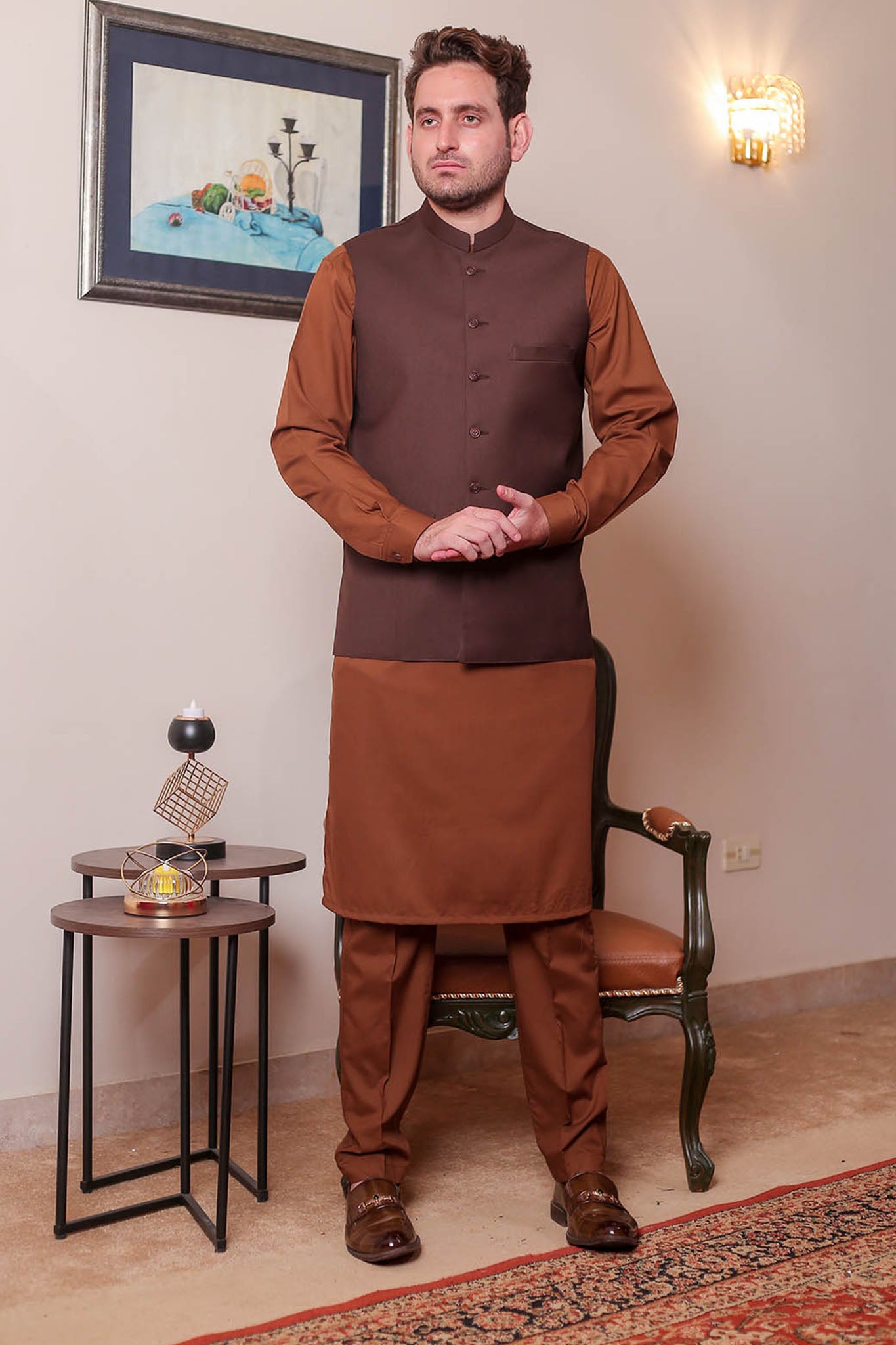 Real Image Mens Waist Coat Collection'2025-OW - 034 Brown