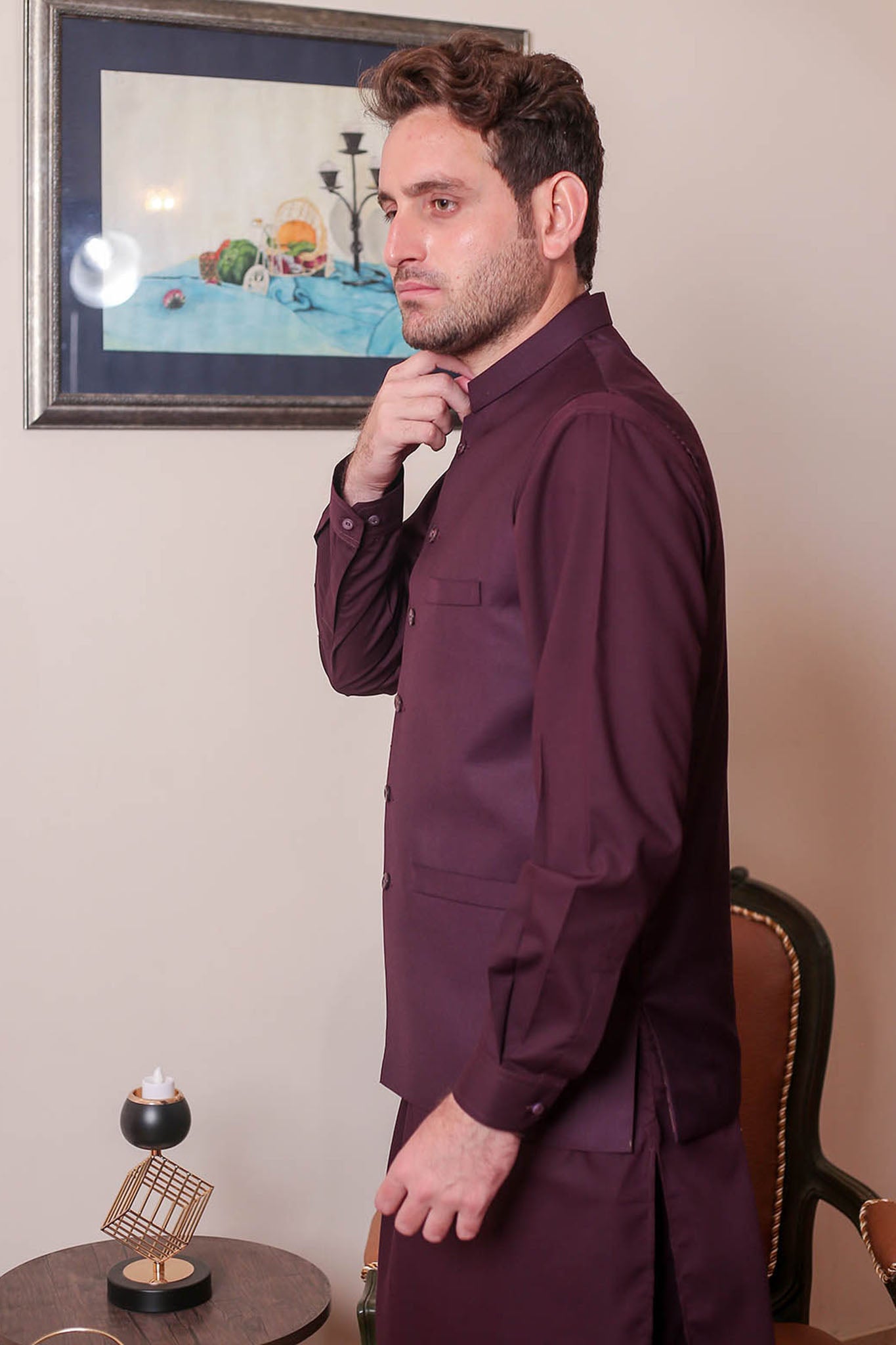 Real Image Mens Waist Coat Collection'2025-OW - 038A Burgundy