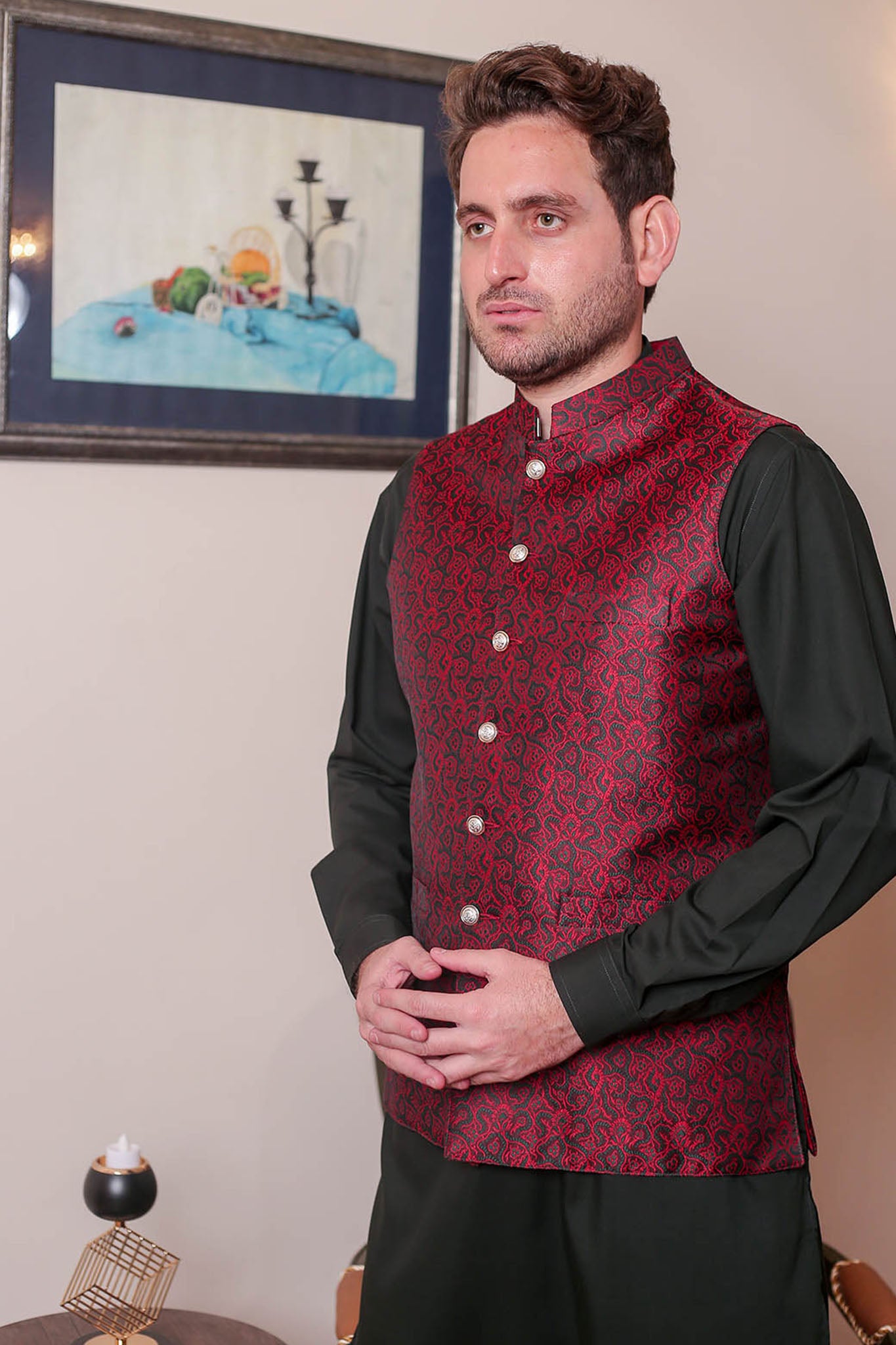 Real Image Mens Waist Coat Collection'2025-OW - 043 Maroon