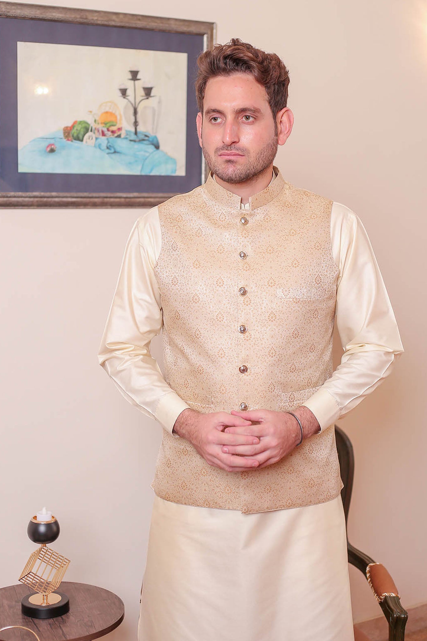 Real Image Mens Waist Coat Collection'2025-WP - 161 Gold