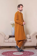 Real Image Mens Kurta Shalwar Winter Collection'2025-D-479 Mustard