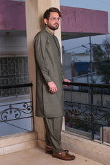 Real Image Mens Kurta Shalwar Winter Collection'2025-D-512 Dark Green