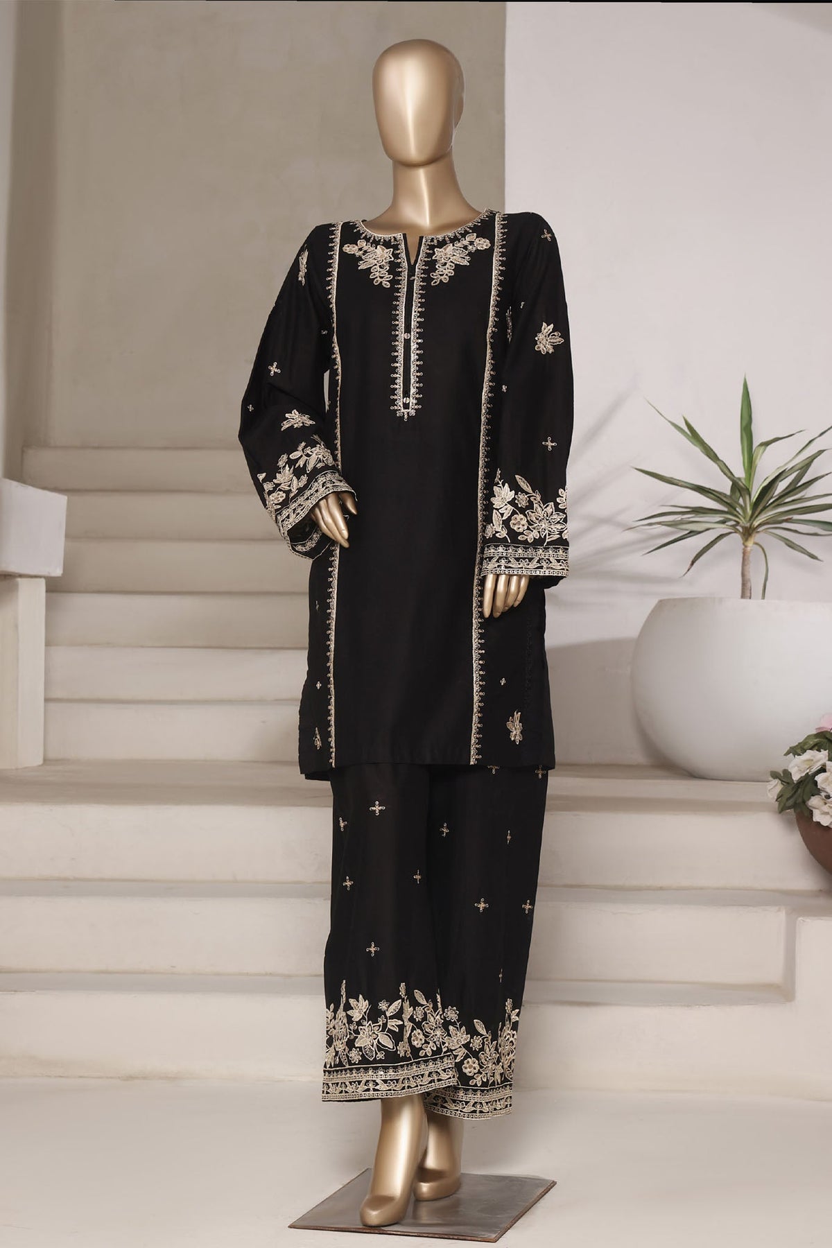 Vybe By Sada Bahar Stitched 2 Piece Emb Cotton Collection'2025-MEL-MK52-BLACK