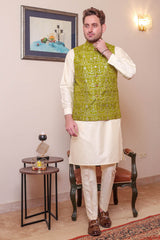 Real Image Mens Waist Coat Collection'2025-OW - 050 Green