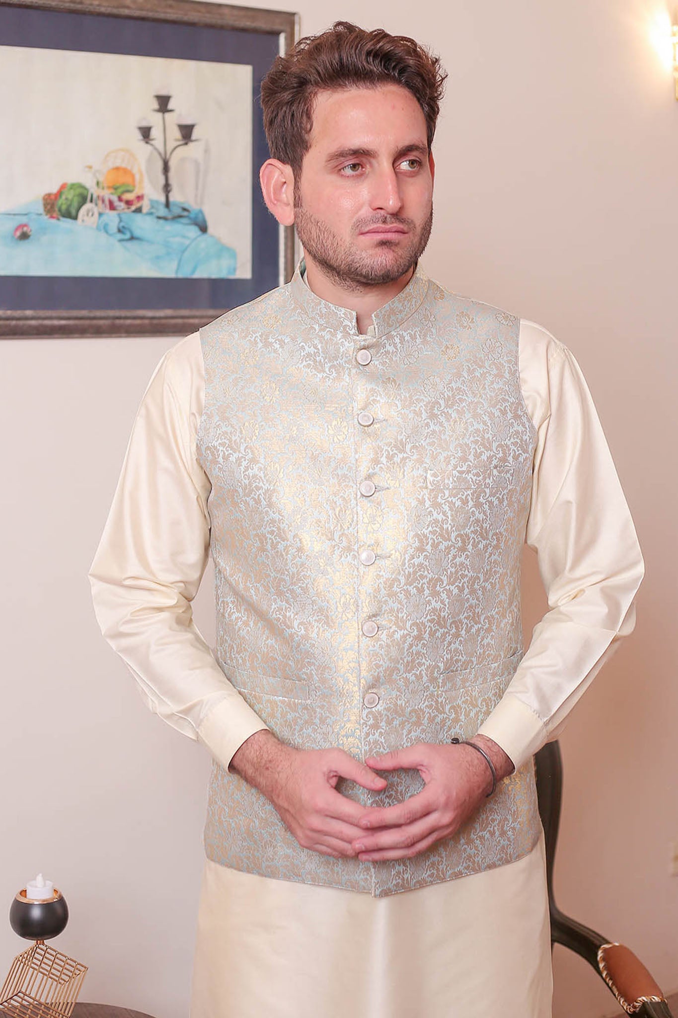 Real Image Mens Waist Coat Collection'2025-OW - 041 Ice Blue