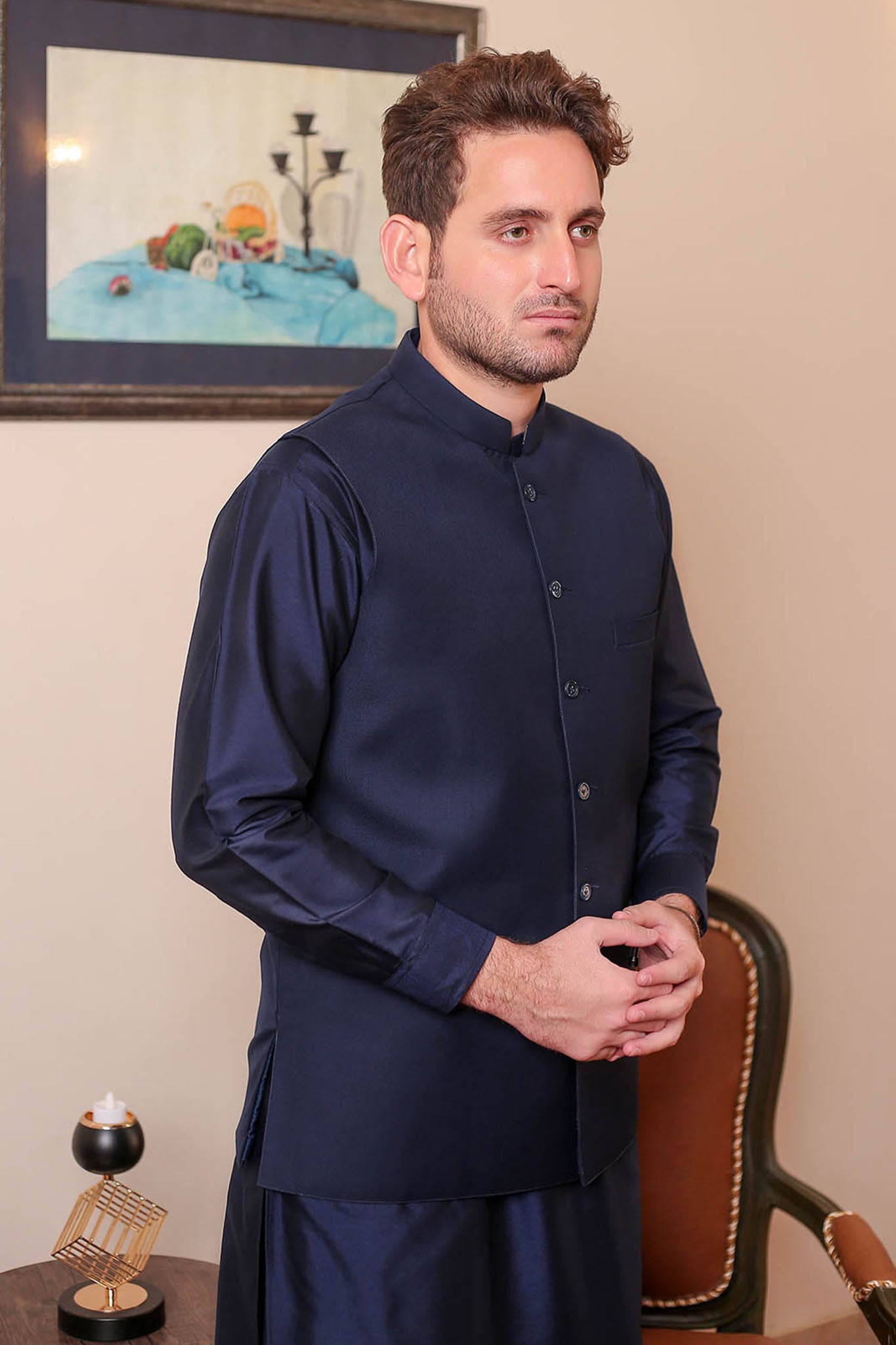 Real Image Mens Waist Coat Collection'2025-OW - 031 Blue