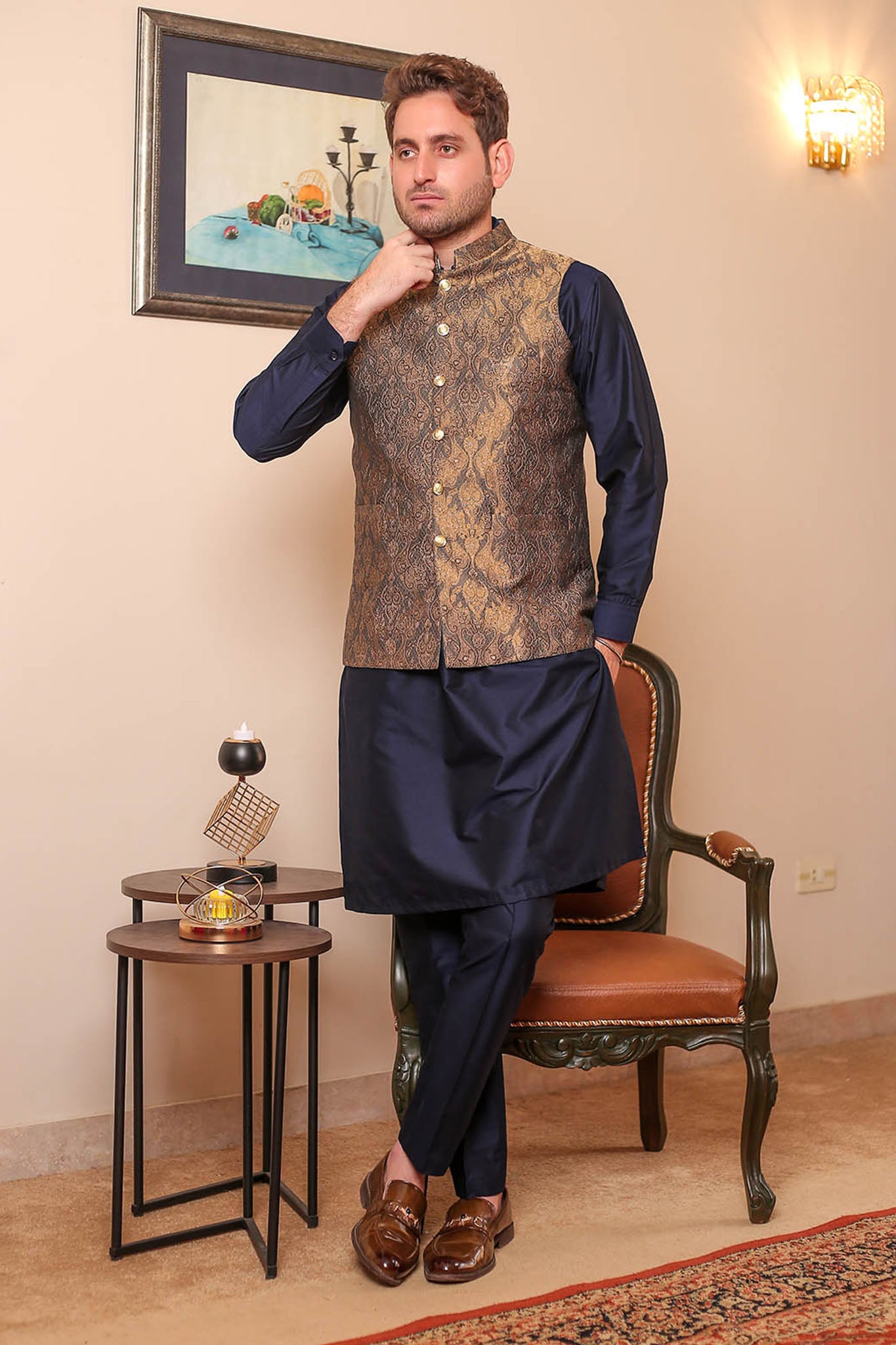 Real Image Mens Waist Coat Collection'2025-OW - 007 Grey Brown