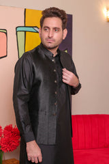Real Image Mens Waist Coat Collection'2025-WP - 136 Black