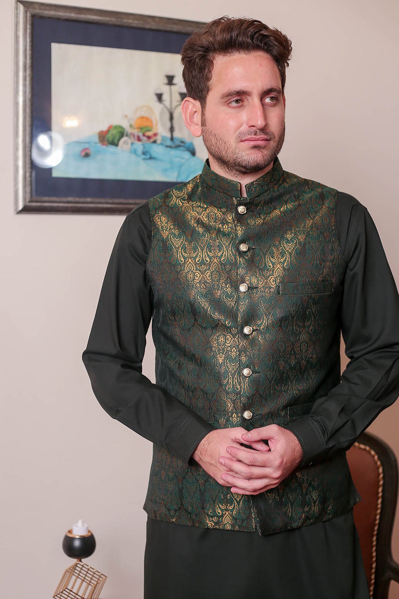 Real Image Mens Waist Coat Collection'2025-OW - 048 Dark Green