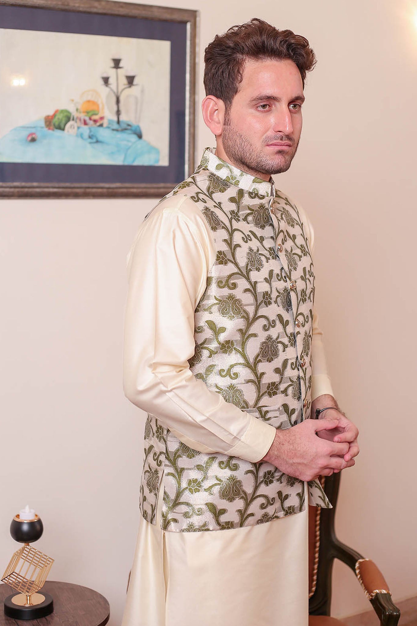Real Image Mens Waist Coat Collection'2025-OW - 047 Green