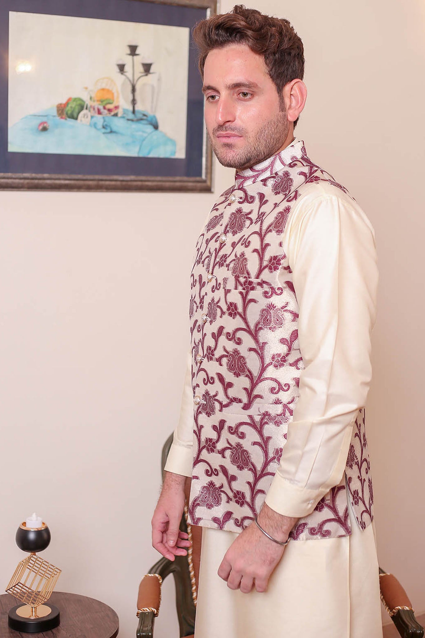 Real Image Mens Waist Coat Collection'2025-OW - 045 Cream
