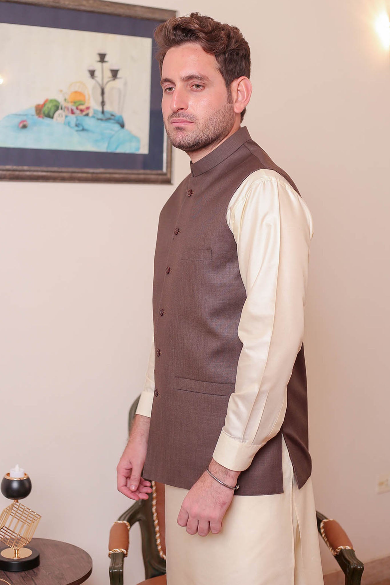 Real Image Mens Waist Coat Collection'2025-OW - 035 Brown