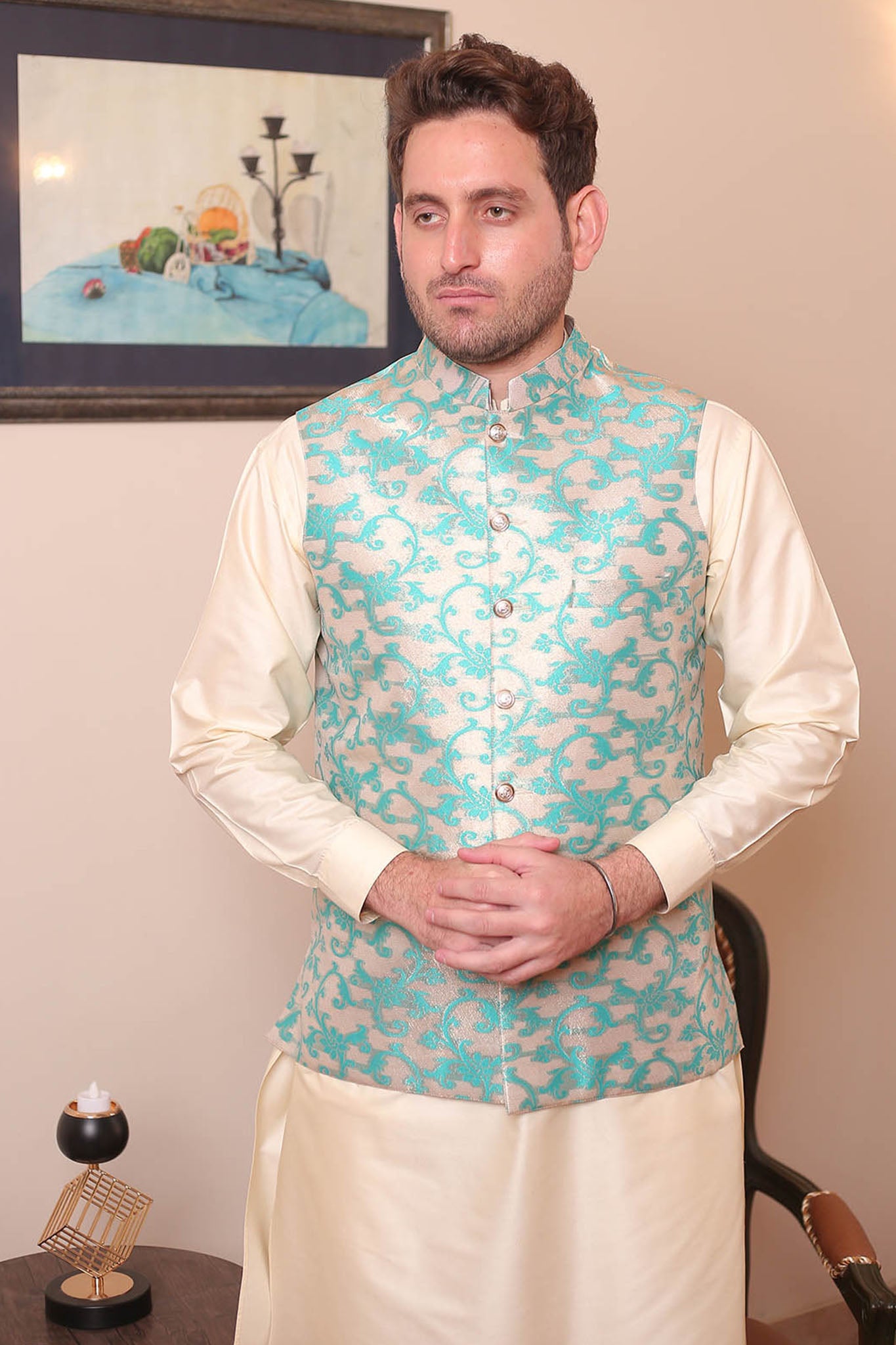 Real Image Mens Waist Coat Collection'2025-WP - 160 Sky Blue