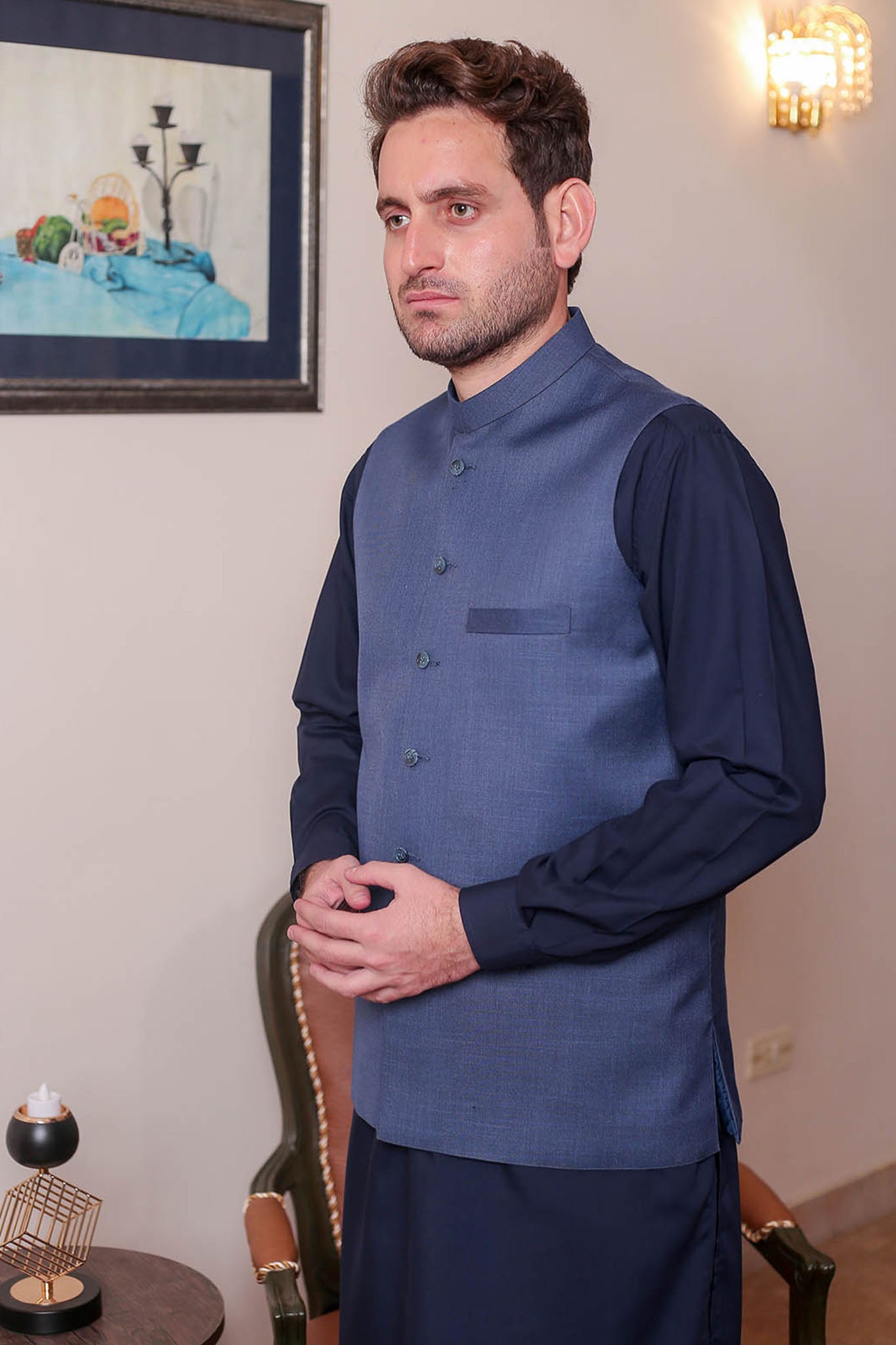Real Image Mens Waist Coat Collection'2025-OW - 033 Blue