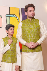 Real Image Kids Waist Coat Collection'2025-OKW-050 Smart Fit Green