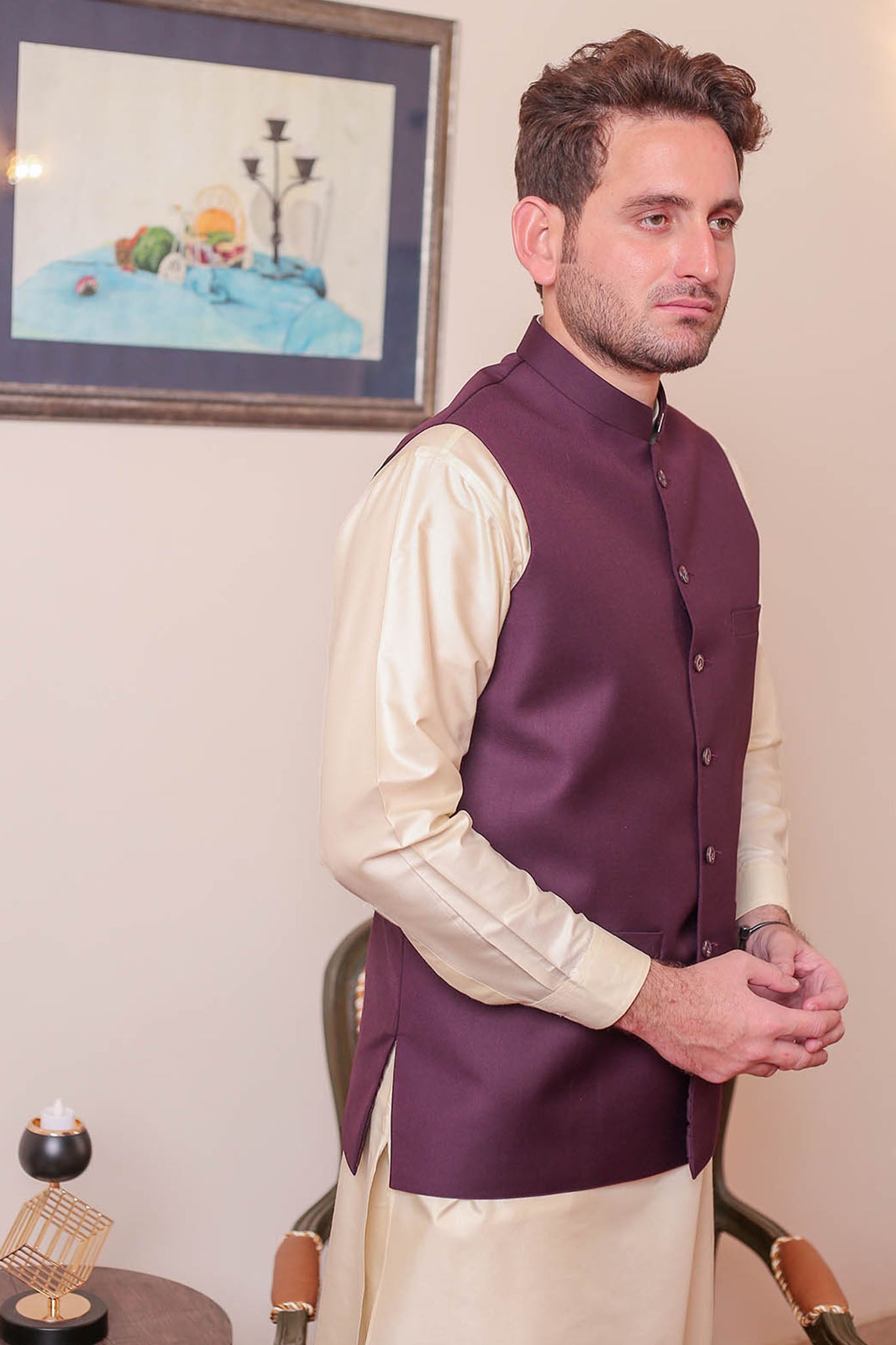 Real Image Mens Waist Coat Collection'2025-OW - 038 Magenta