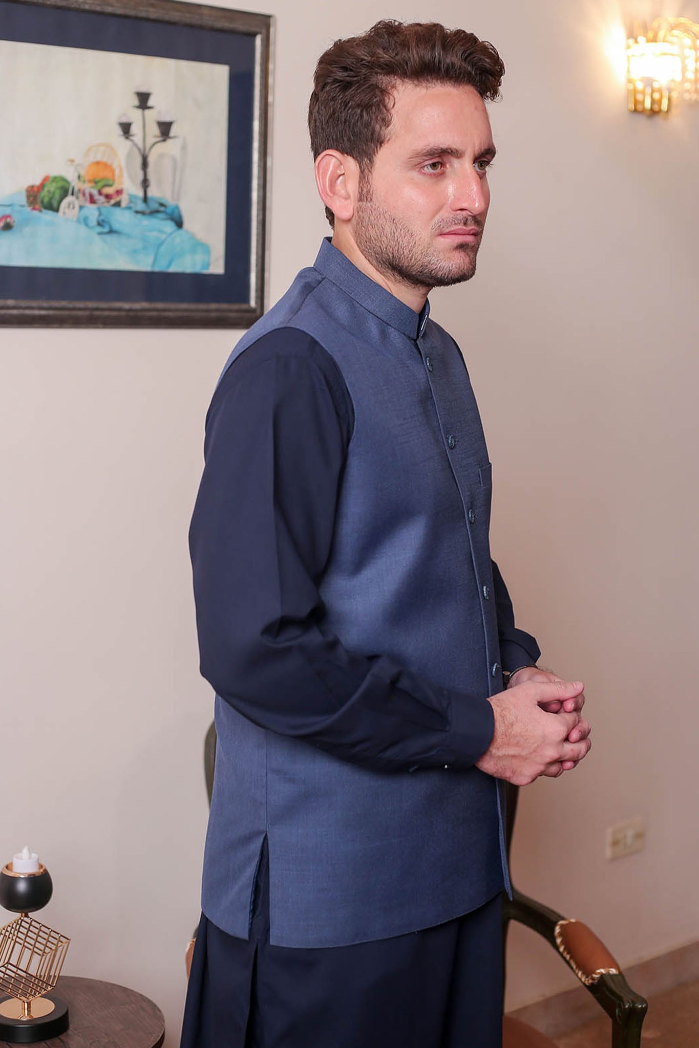 Real Image Mens Waist Coat Collection'2025-OW - 033 Blue