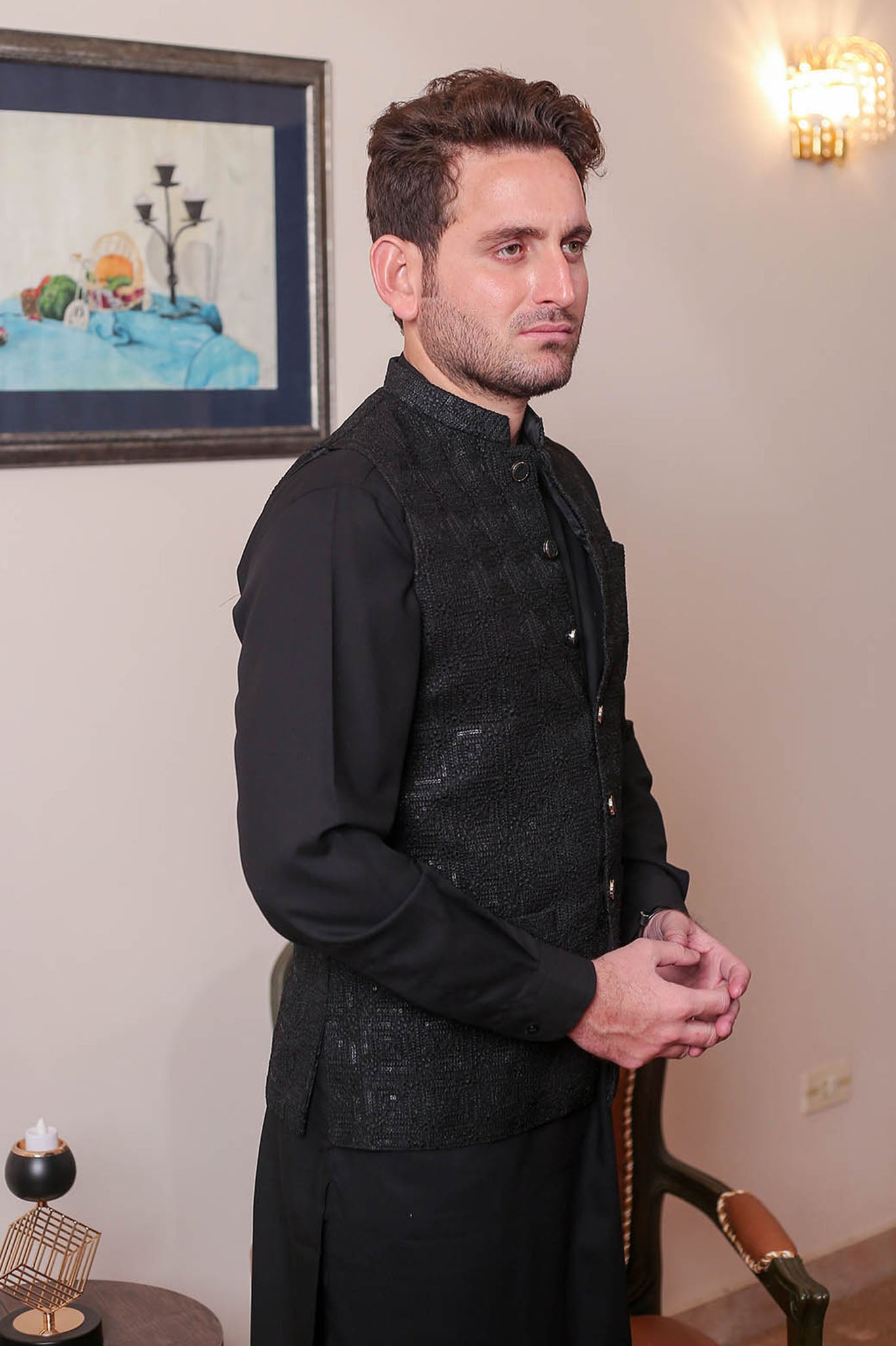 Real Image Mens Waist Coat Collection'2025-OW - 124 Black