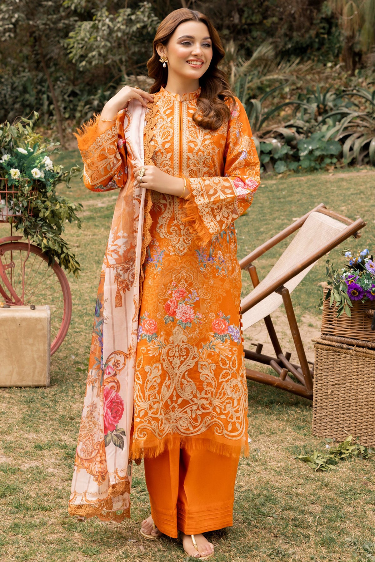 Adan's Print By Nafia Atta Unstitched 3 Piece Digital Printed Lawn Collection'2024-D-08